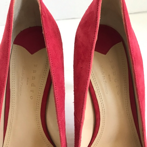 Sandro Paris red suede pump heels Sz EU 39 - Picture 2 of 16